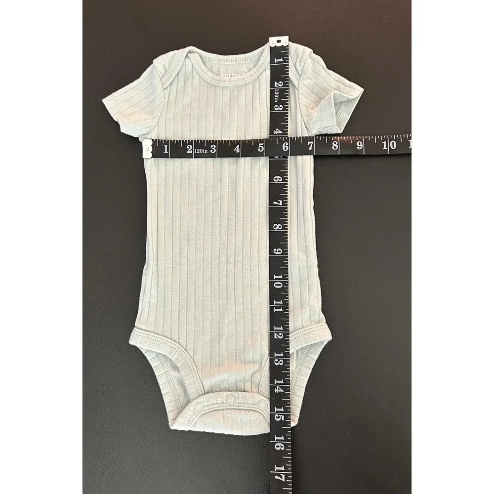 Carters Child of Mine Baby Bodysuit 2ct Mint Gray Ribbed 3-6 Months 1350
